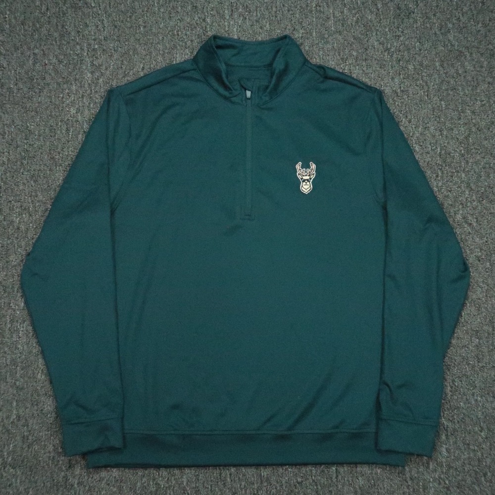 Waggle Pullover‎ Mens Large Green Deer Buck Performance Quarter Zip